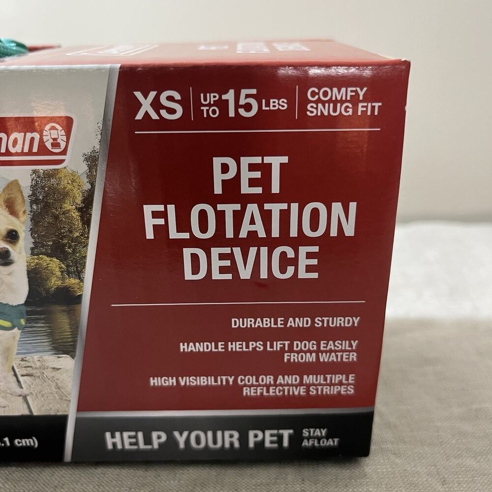 Coleman Dog Life Jacket Vest for Flotation for Pool Boat Beach Lake Teal Neon XS - Picture 2 of 6